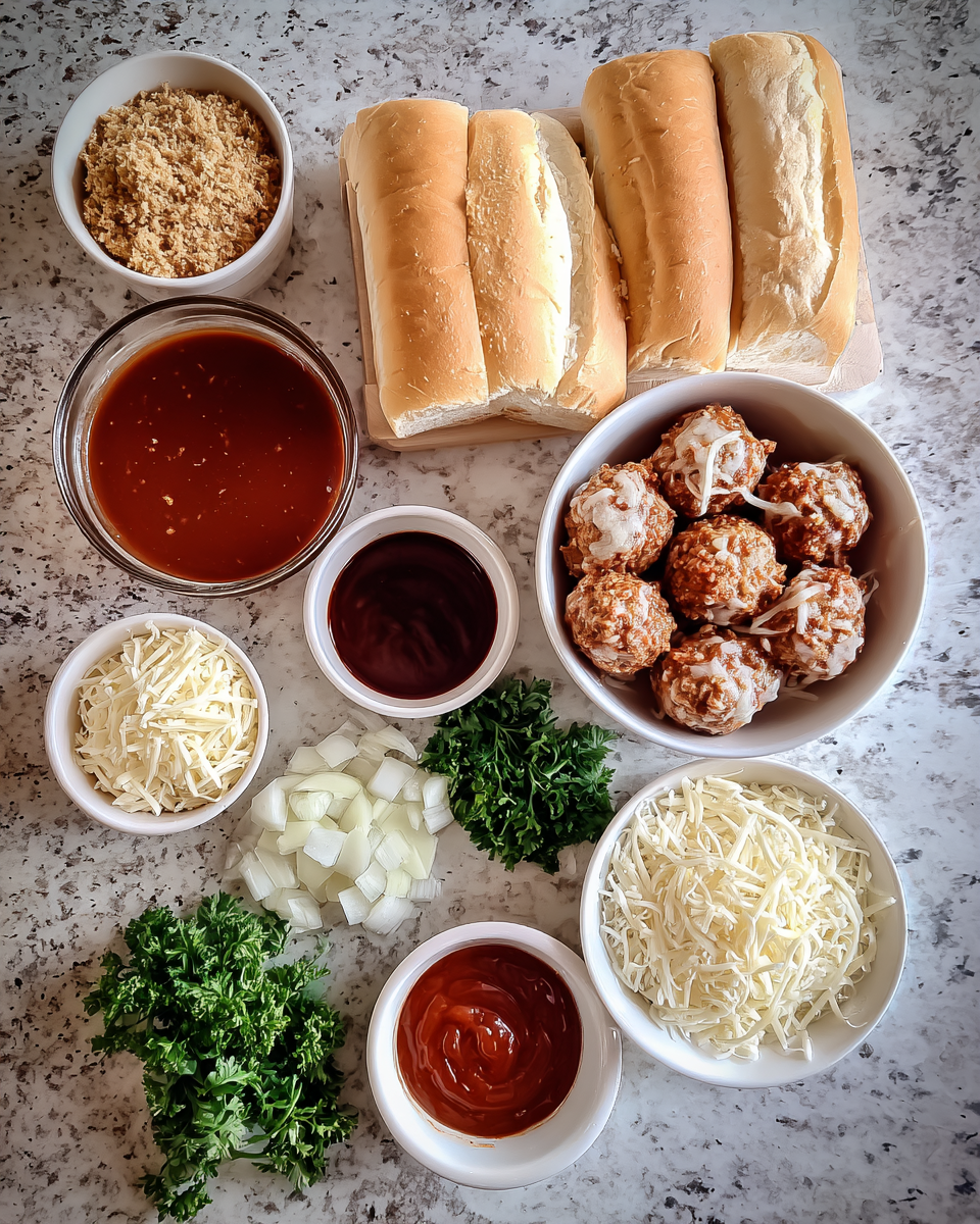 Ingredients for Irresistible Honey BBQ Meatball Sub Skillet Recipe for Easy Weeknight Dinners