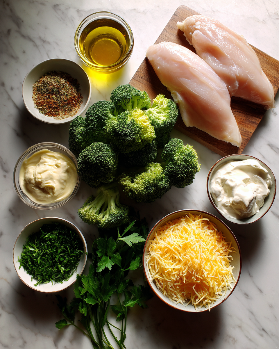 Ingredients for Irresistible Honey Mustard Chicken and Broccoli Bake Recipe
