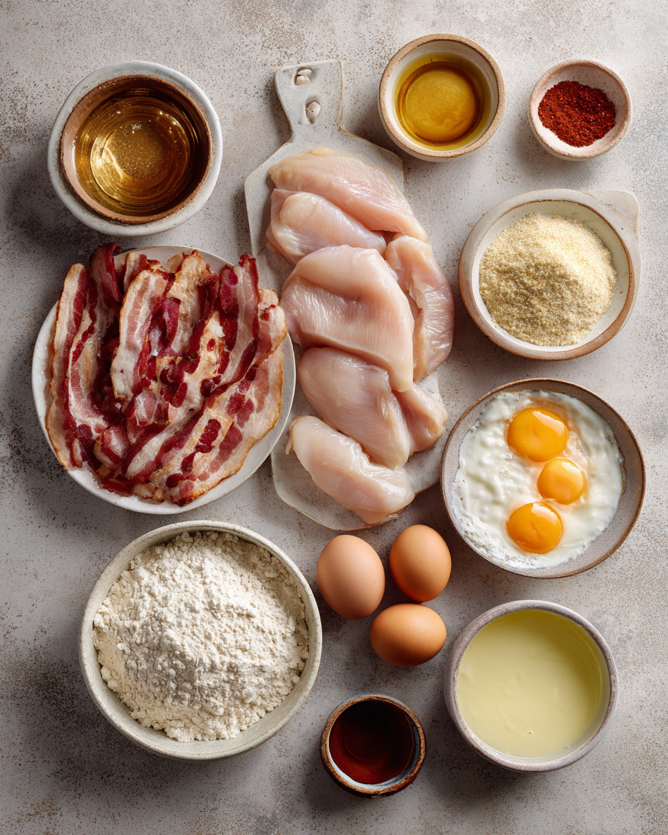 Ingredients for Sweet Heat Delight Hot Honey Bacon Chicken Tenders Recipe