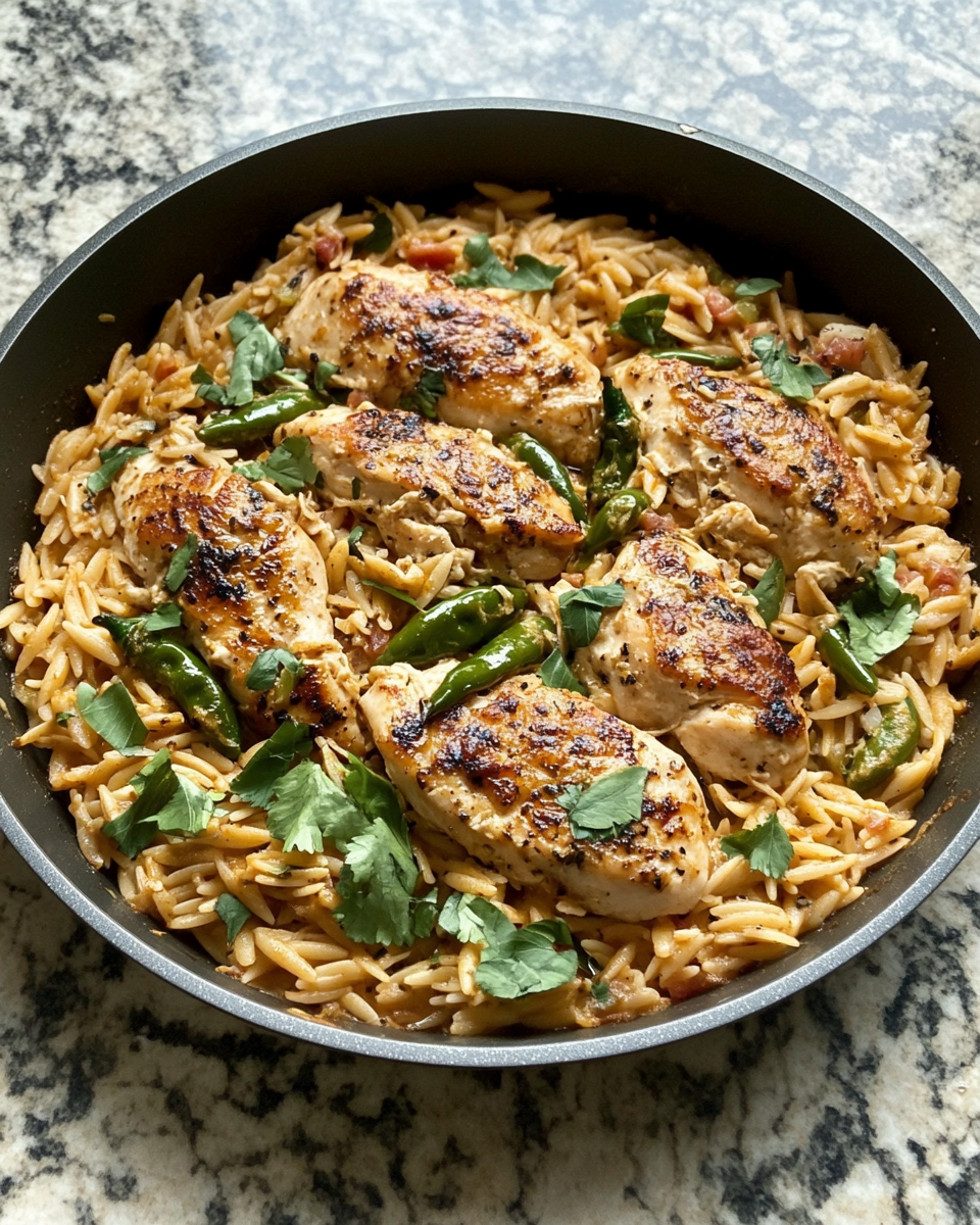 Final dish - Spice Up Dinner with Jalapeño Popper Chicken Orzo Skillet