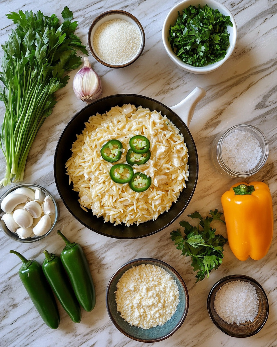 Ingredients for Spice Up Dinner with Jalapeño Popper Chicken Orzo Skillet