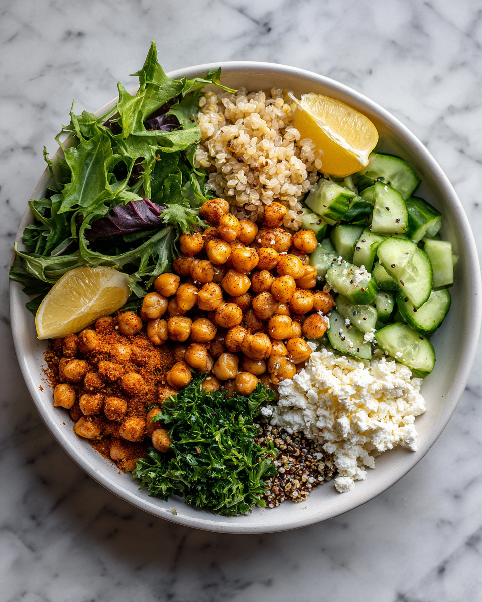 Ingredients for Zesty Lemon Garlic Roasted Chickpea Bowl Bursting with Flavor