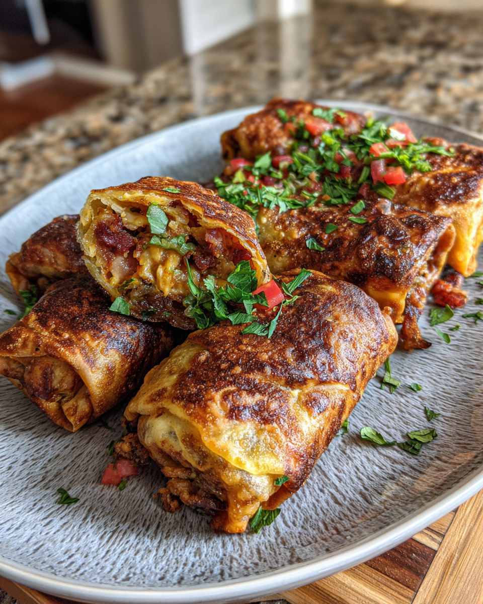 Final dish - Loaded Bacon Cheeseburger Egg Rolls That Will Blow Your Taste Buds Away