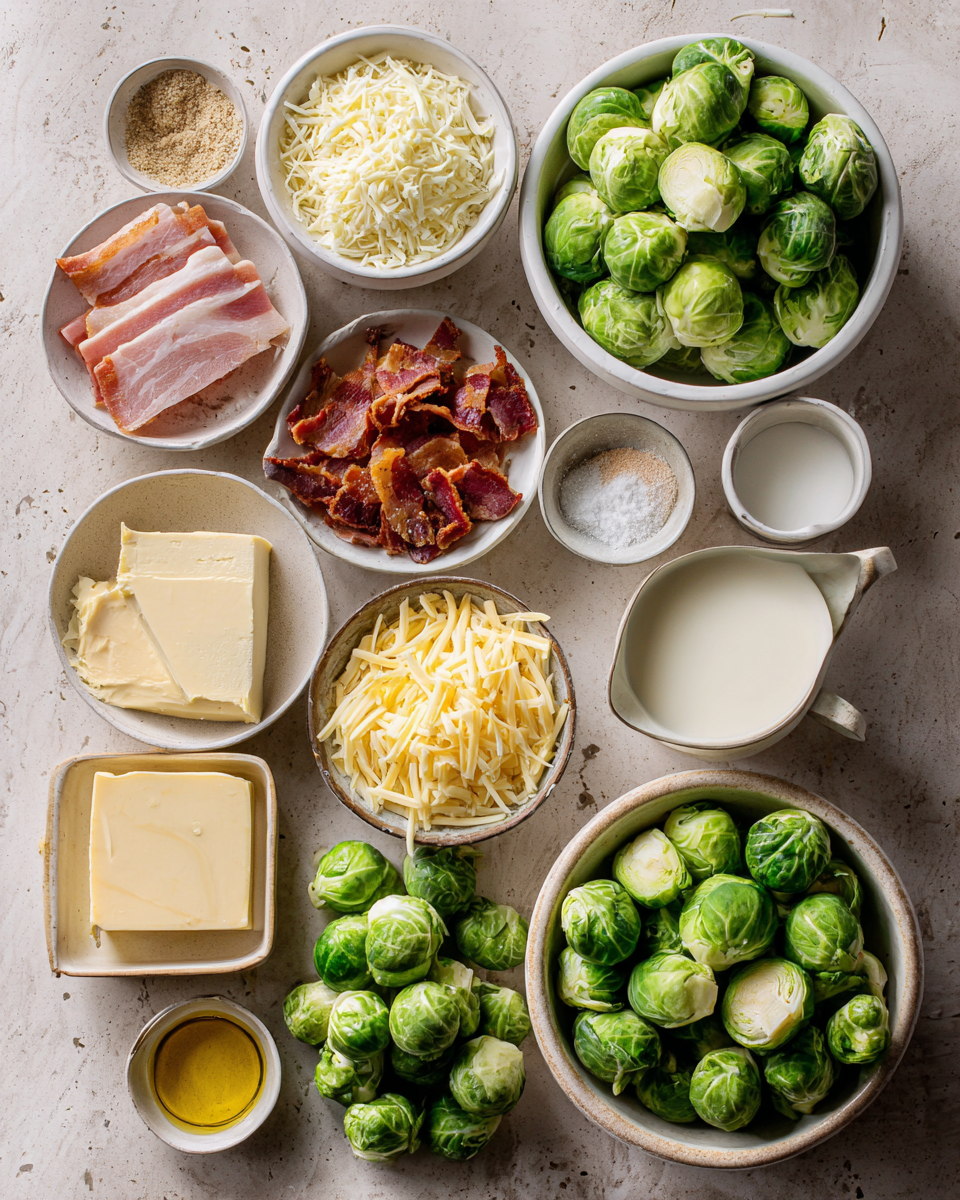 Ingredients for Irresistible Maple Bacon Brussels Sprouts Gratin Recipe You Have to Try