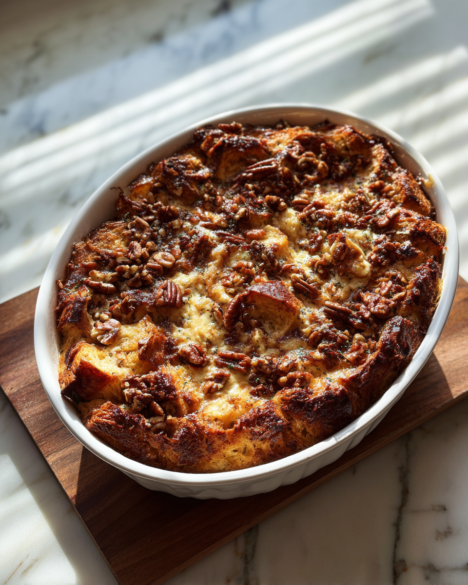Final dish - Irresistible Maple Pecan Pumpkin Bread Pudding Recipe for Cozy Fall Days