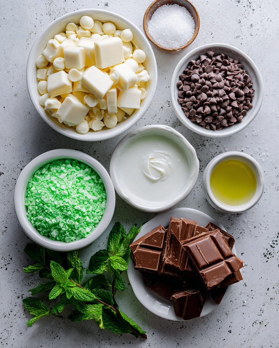 Ingredients for Irresistible Mint Chocolate Chip Fudge Bark Recipe You Need to Try