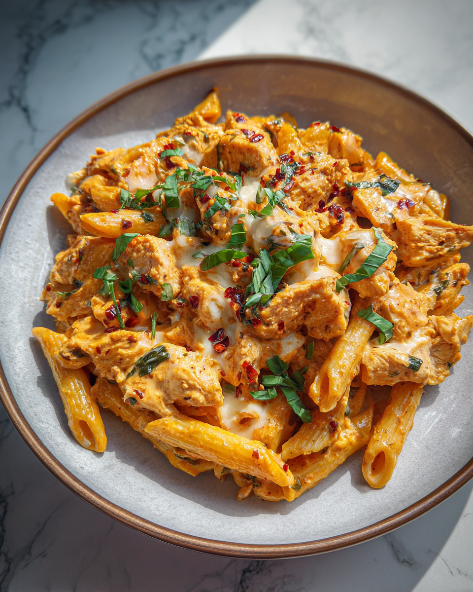 Final dish - One-Pan Creamy Chicken Enchilada Pasta Recipe You Need to Try