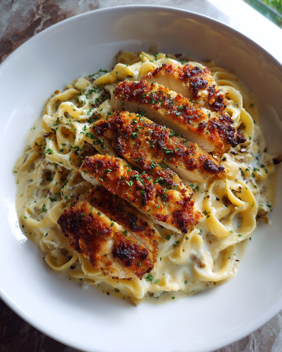 Final dish - Irresistible Parmesan Crusted Chicken Alfredo Skillet Recipe You Need to Try