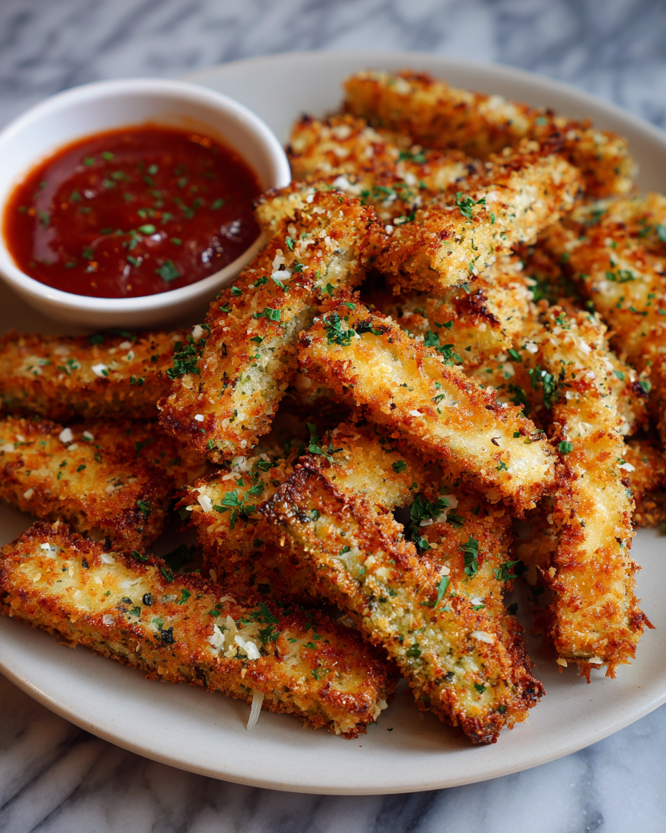 Final dish - Crispy Parmesan Crusted Eggplant Sticks Your Taste Buds Will Love