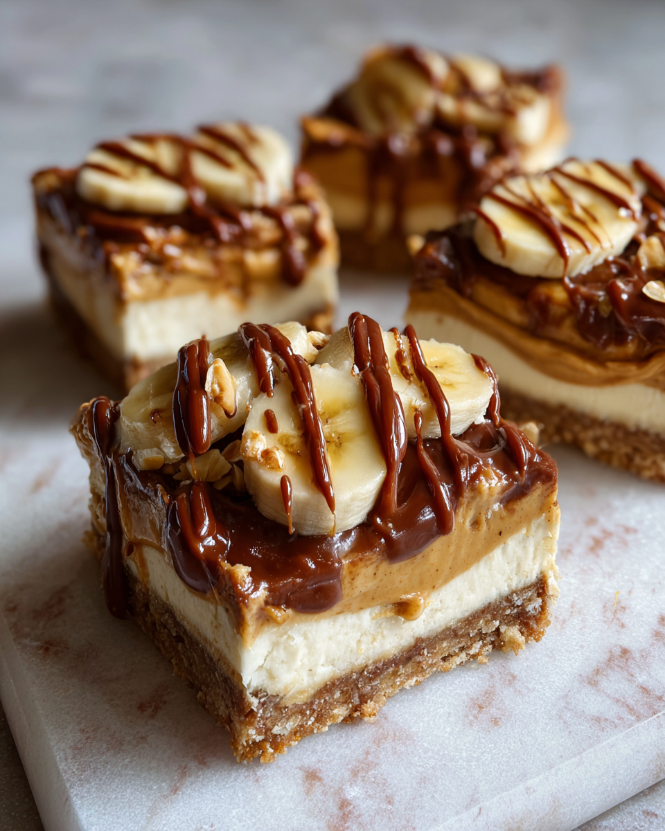 Final dish - Irresistible Peanut Butter Banana Cheesecake Bars You Need to Try