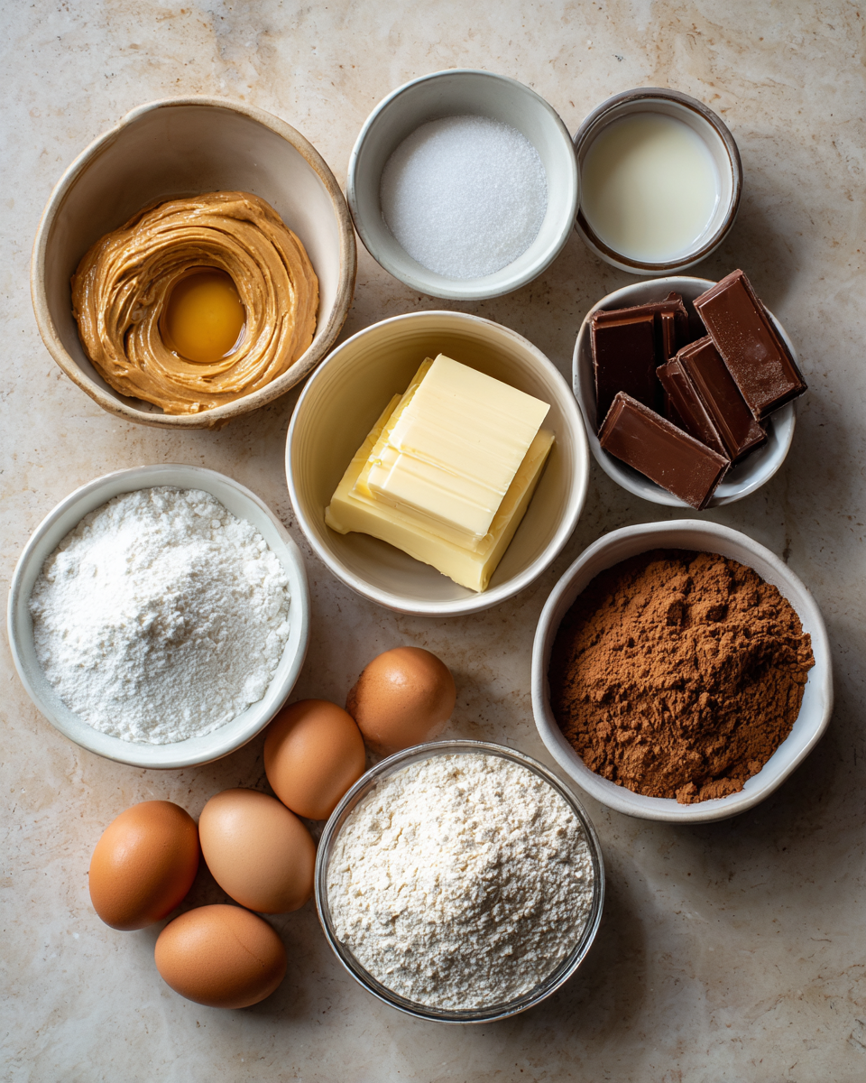 Ingredients for Irresistible Peanut Butter Chocolate Swirl Brownies You Have to Try