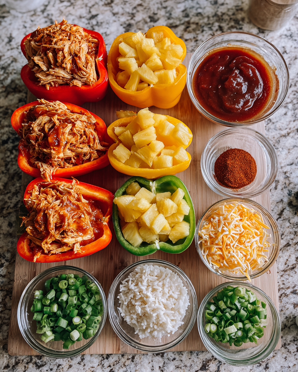 Ingredients for Tropical Twist Pineapple BBQ Chicken Stuffed Peppers Recipe
