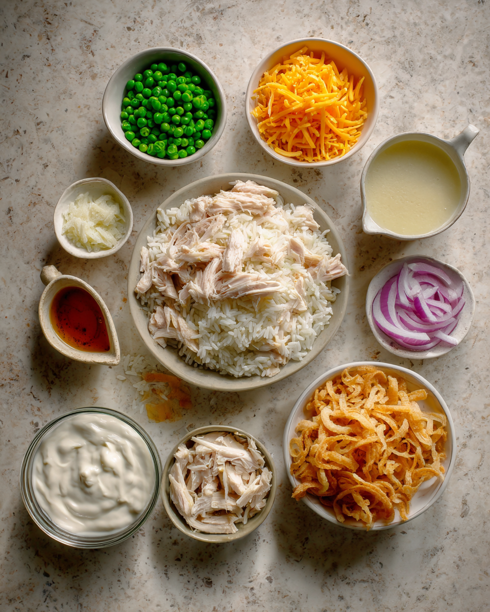 Ingredients for Creamy Ranch Chicken and Rice Casserole Recipe You’ll Love