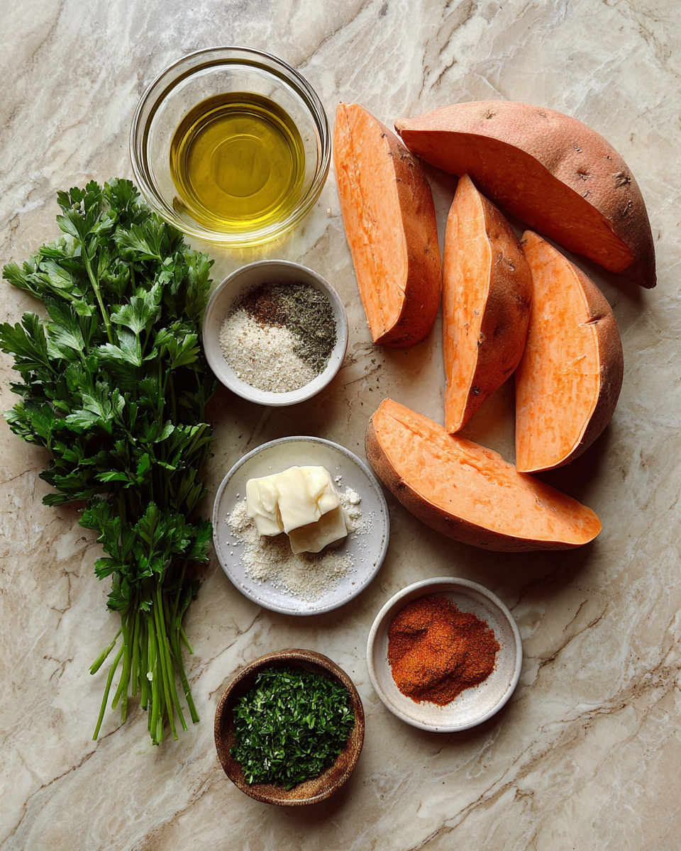Ingredients for Crispy Ranch Roasted Sweet Potato Wedges You Need to Try