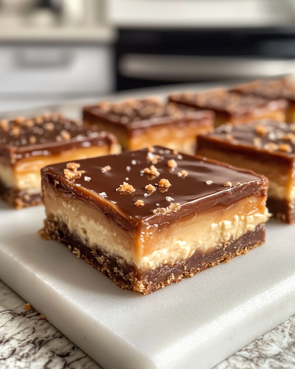 Final dish - Irresistible Salted Caramel Cheesecake Crunch Bars You Have to Try