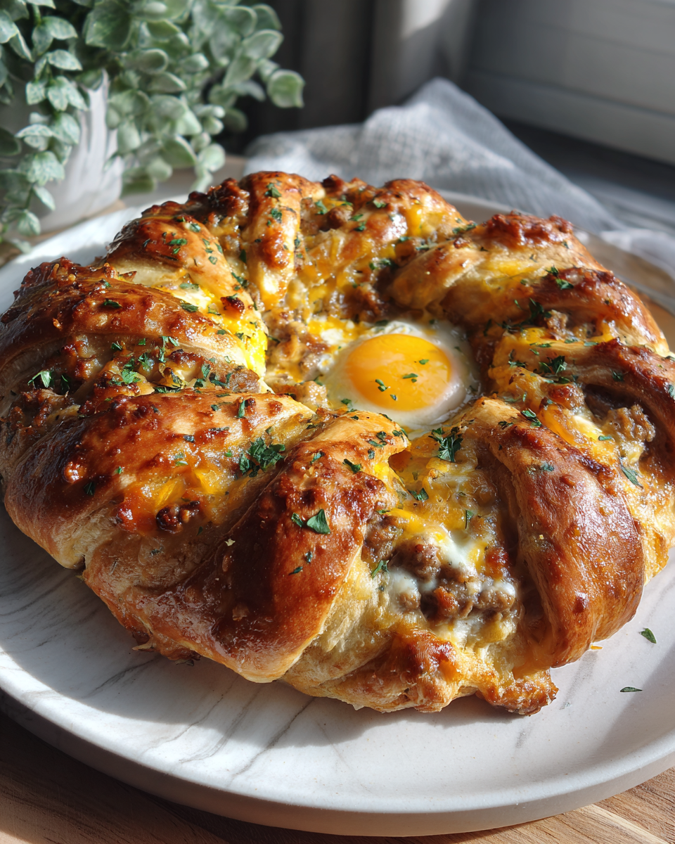 Final dish - Irresistible Sausage Egg and Cheese Crescent Ring Recipe for Breakfast Bliss