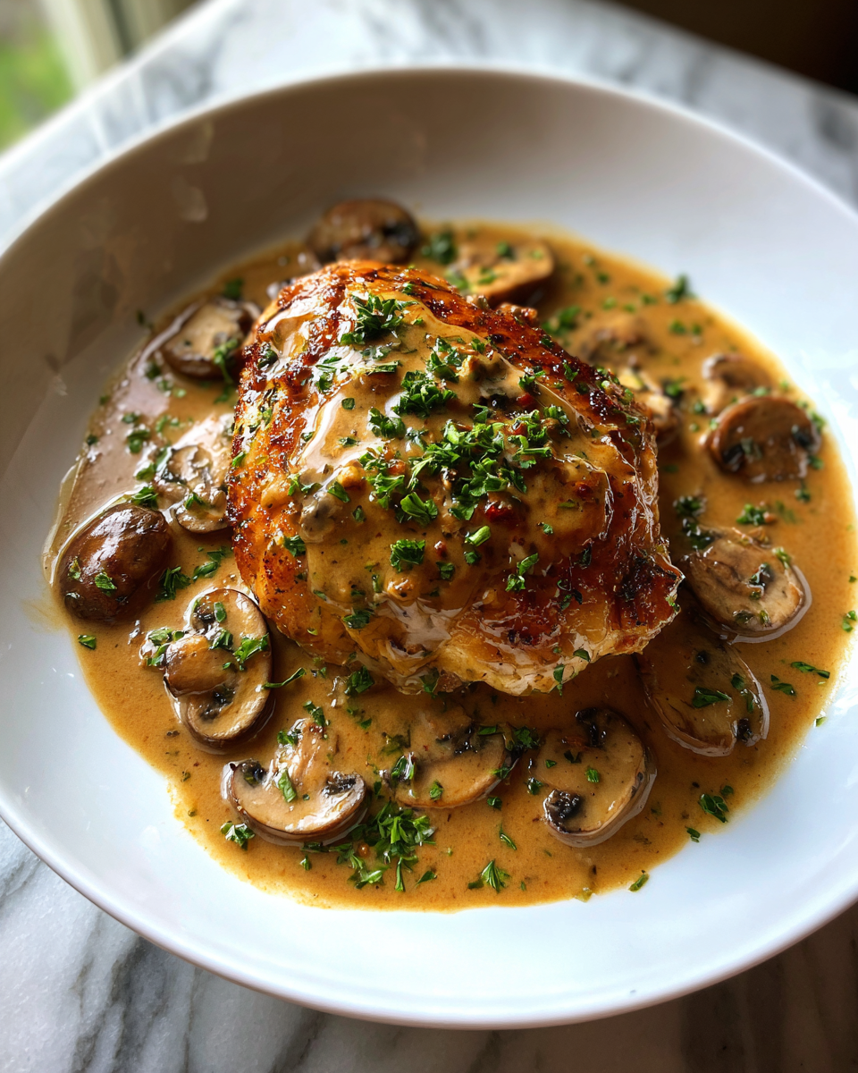 Final dish - Melt-in-Your-Mouth Slow Cooker Garlic Chicken and Gravy Recipe