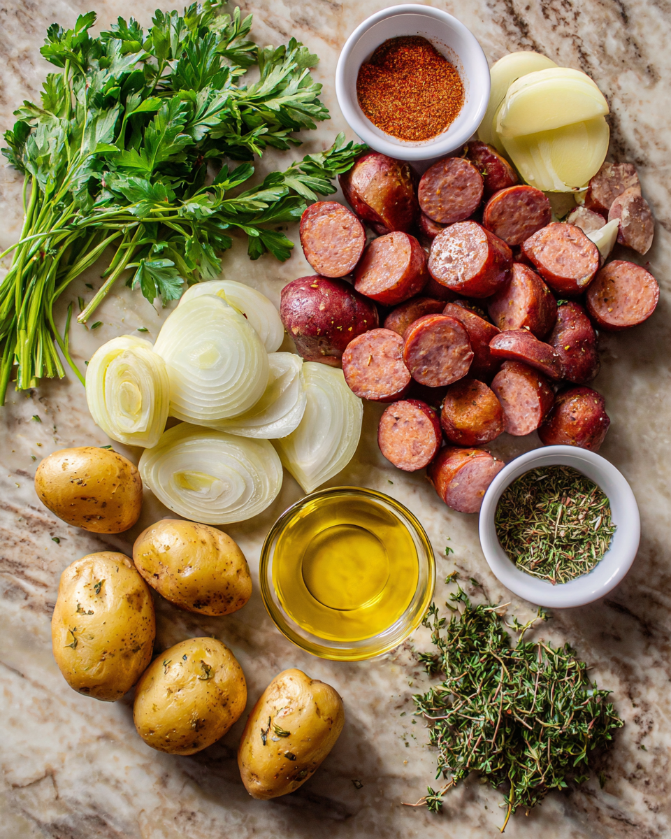 Ingredients for Smoked Sausage and Potatoes Perfectly Paired for a Hearty Meal