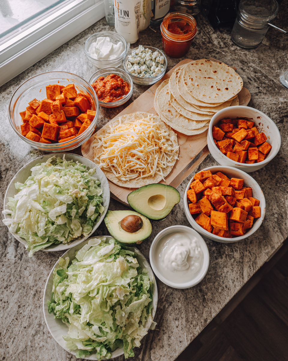 Ingredients for Fiery Flavor Explosion Spicy Buffalo Sweet Potato Tacos You Need to Try