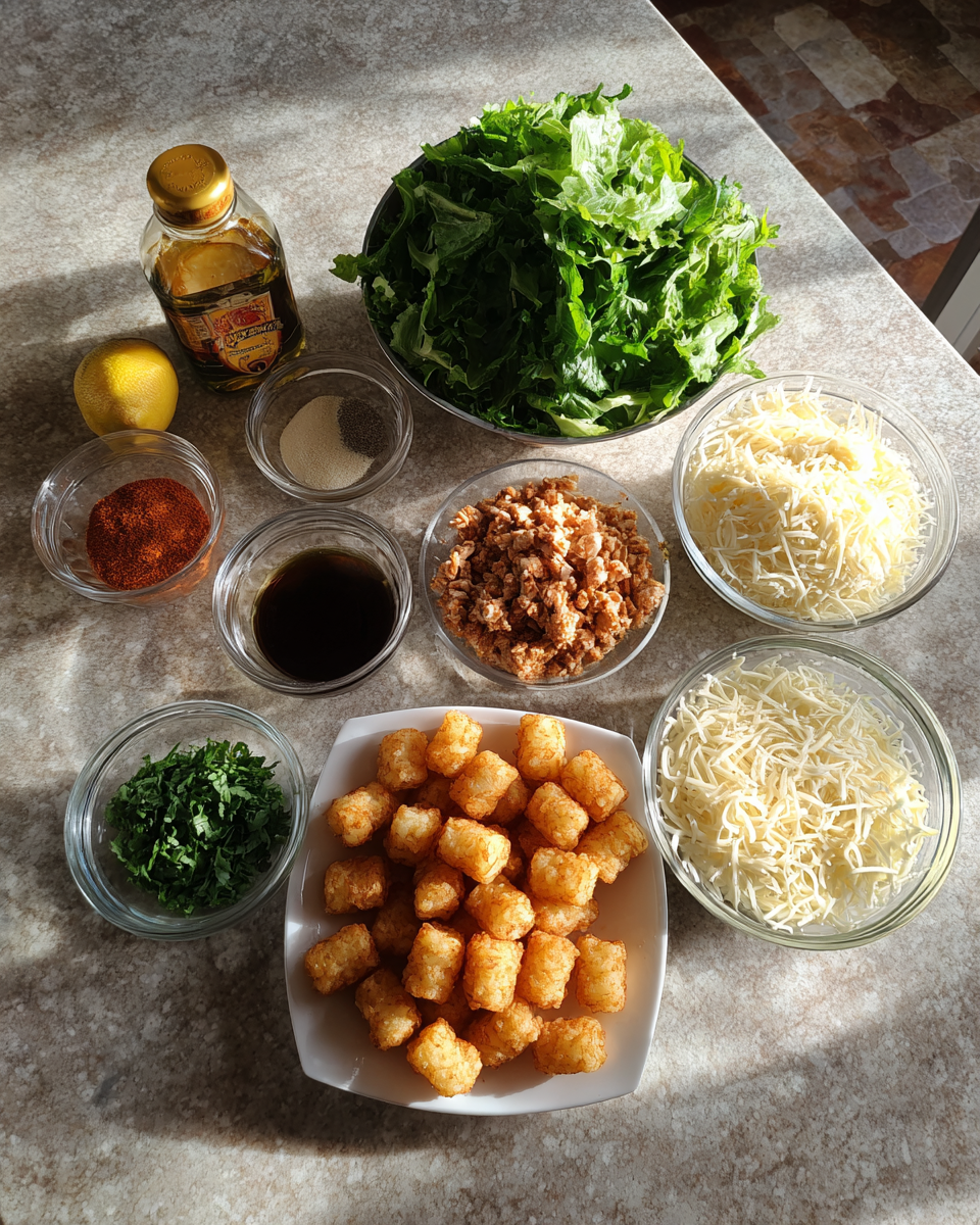 Ingredients for Crunch into Flavor with Spicy Chicken Caesar Tater Tots