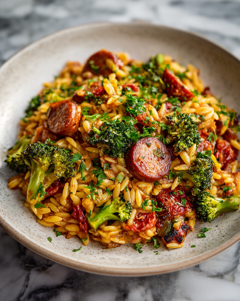 Fiery Flavors Unite in Spicy Sausage and Broccoli Orzo Delight - Featured Image
