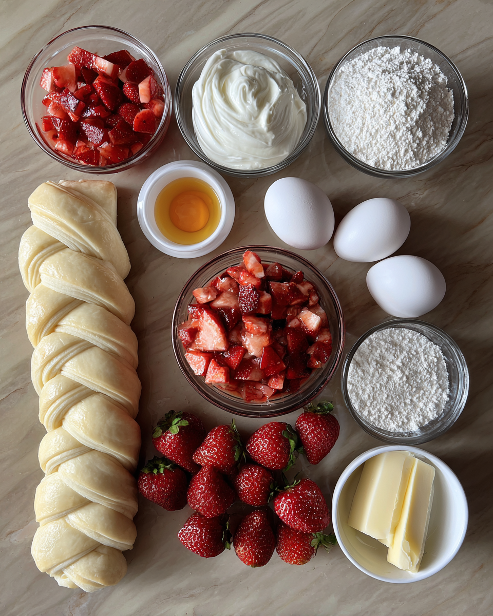 Ingredients for Irresistible Strawberry Cream Cheese Crescent Braid Recipe You Have to Try