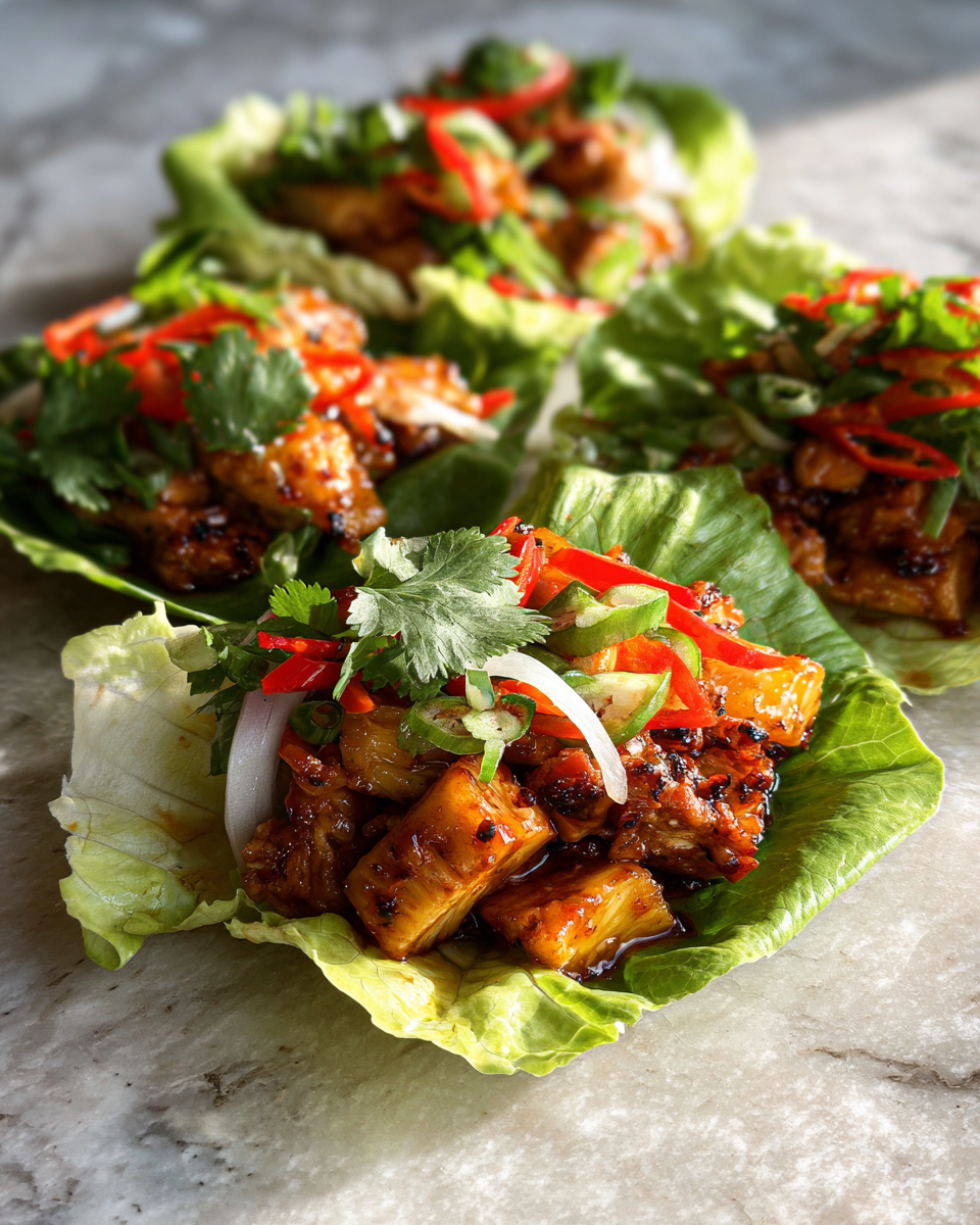 Final dish - Sweet Chili Pineapple Chicken Lettuce Wraps That Will Ignite Your Taste Buds