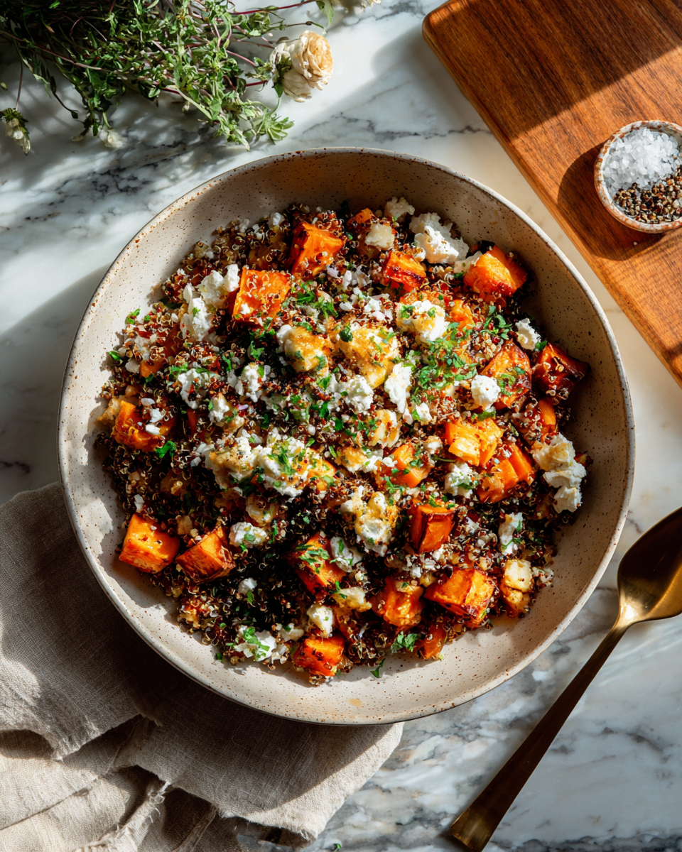 Final dish - Nourish Your Day with Vibrant Sweet Potato Feta Quinoa Bowls