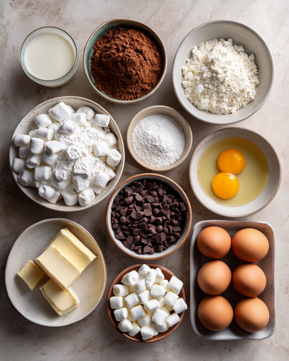 Ingredients for Irresistible Toasted Marshmallow Fudge Brownies You Have to Try