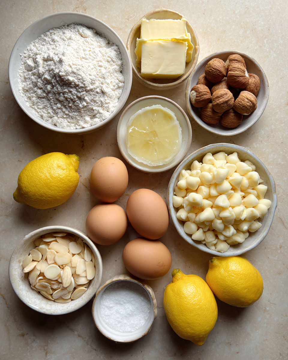 Ingredients for Irresistibly Zesty Lemon White Chocolate Cookie Bars You Need to Try