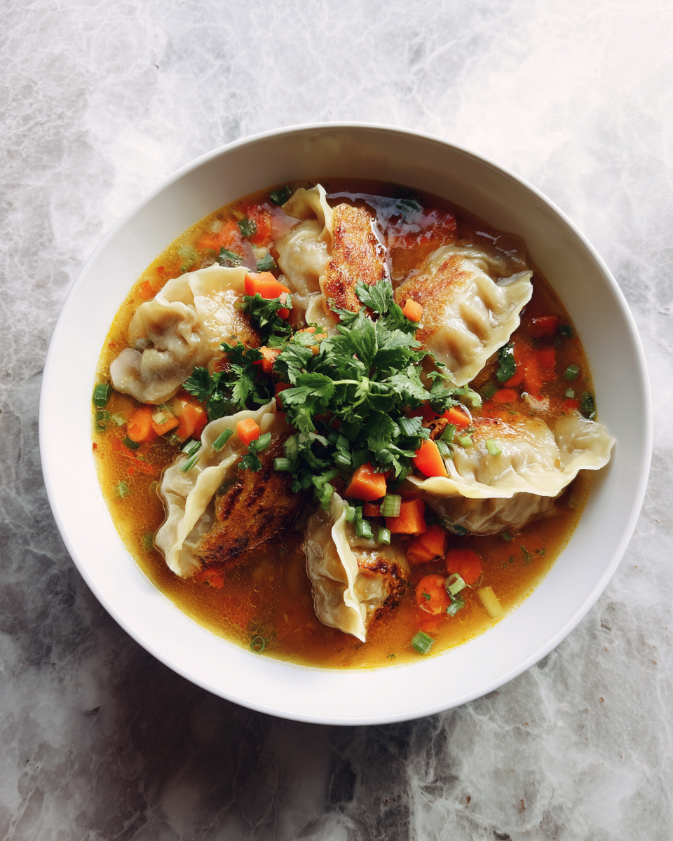 Final dish - Dive Into Comfort with This Cozy Thai Potsticker Soup Recipe