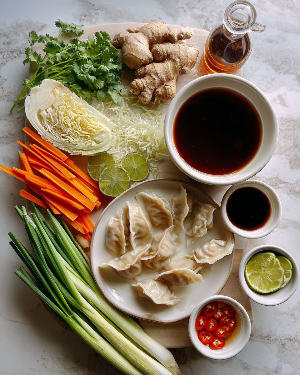 Ingredients for Dive Into Comfort with This Cozy Thai Potsticker Soup Recipe