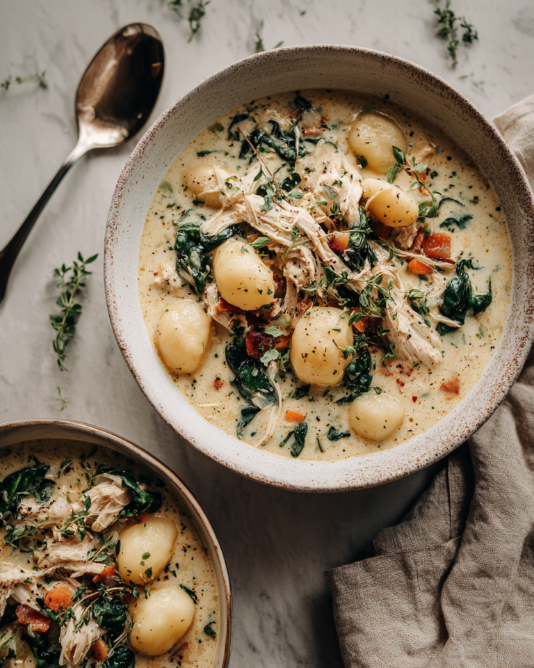 Ultimate Comfort Food Creamy Garlic Chicken and Gnocchi Soup Recipe - Featured Image