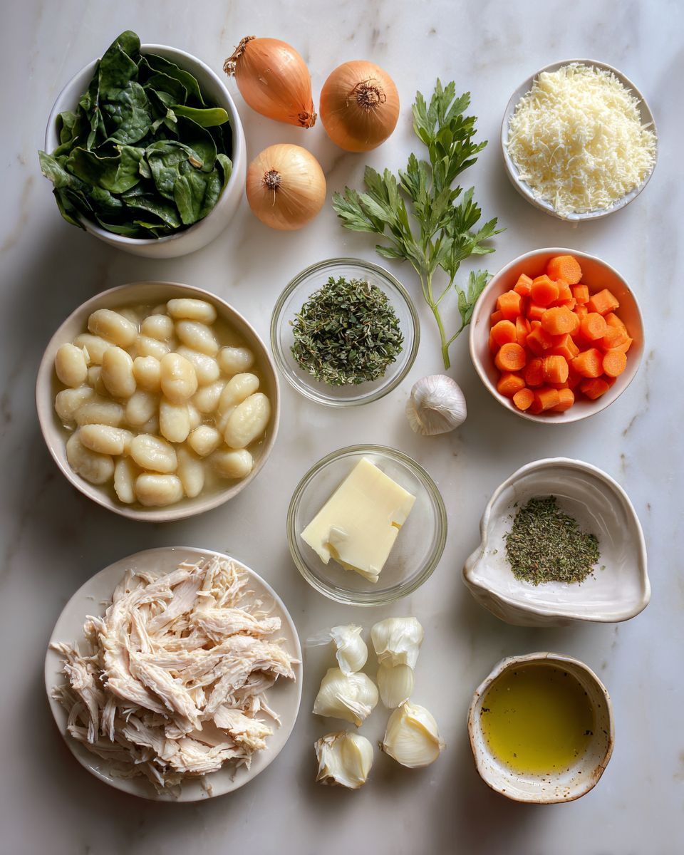Ingredients for Ultimate Comfort Food Creamy Garlic Chicken and Gnocchi Soup Recipe