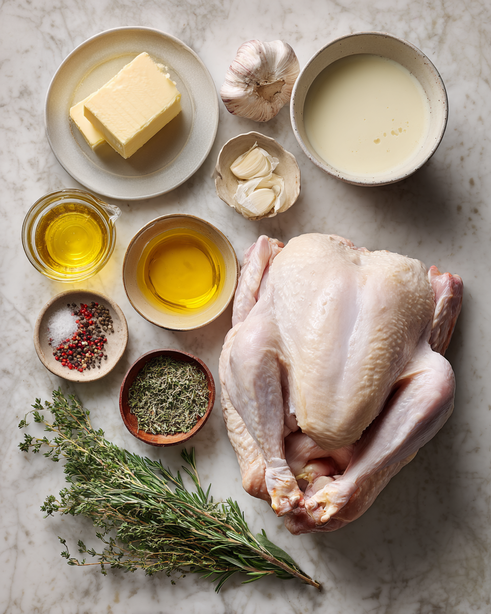 Ingredients for Irresistibly Creamy Garlic Dijon Roasted Turkey Recipe to Savor