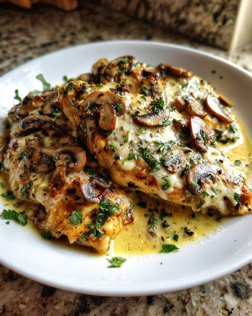 Final dish - Indulge in the Ultimate Creamy Mushroom Asiago Chicken Delight
