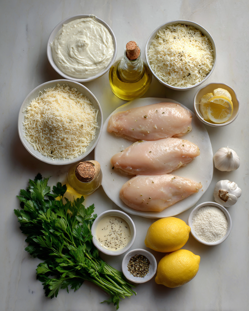 Ingredients for Creamy Parmesan Baked Caesar Chicken Recipe That Will Wow Your Taste Buds