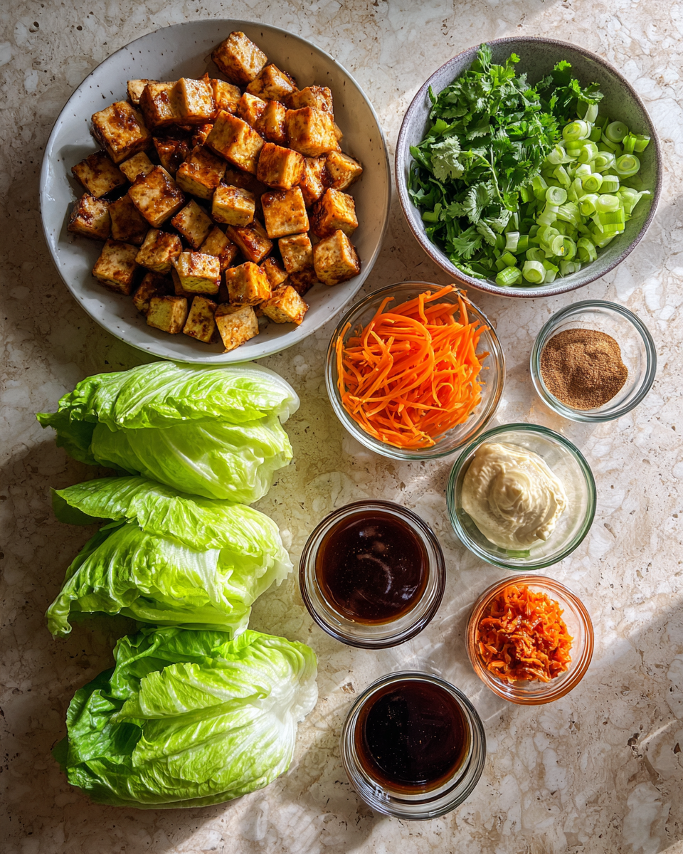 Ingredients for Crispy Bang Bang Tofu Lettuce Cups That Will Blow Your Mind