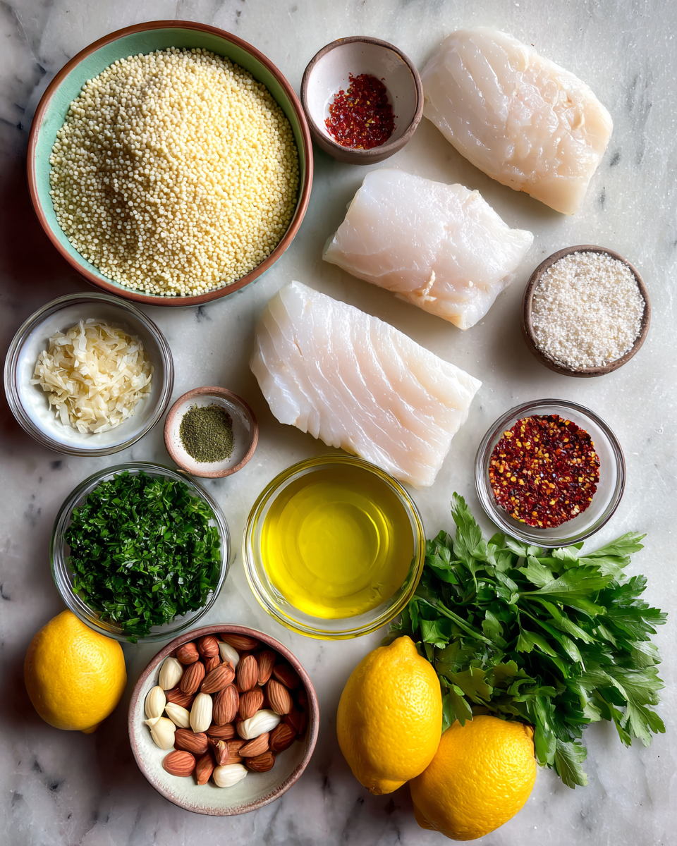 Ingredients for Herbed Couscous with Seared Mahi Mahi A Flavorful Seafood Delight