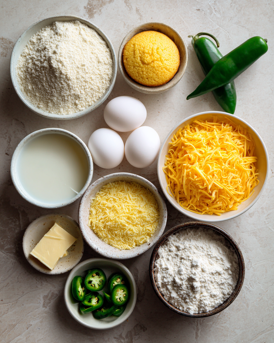 Ingredients for Spice Up Your Snack Time with Irresistible Jalapeño Cornbread Muffins