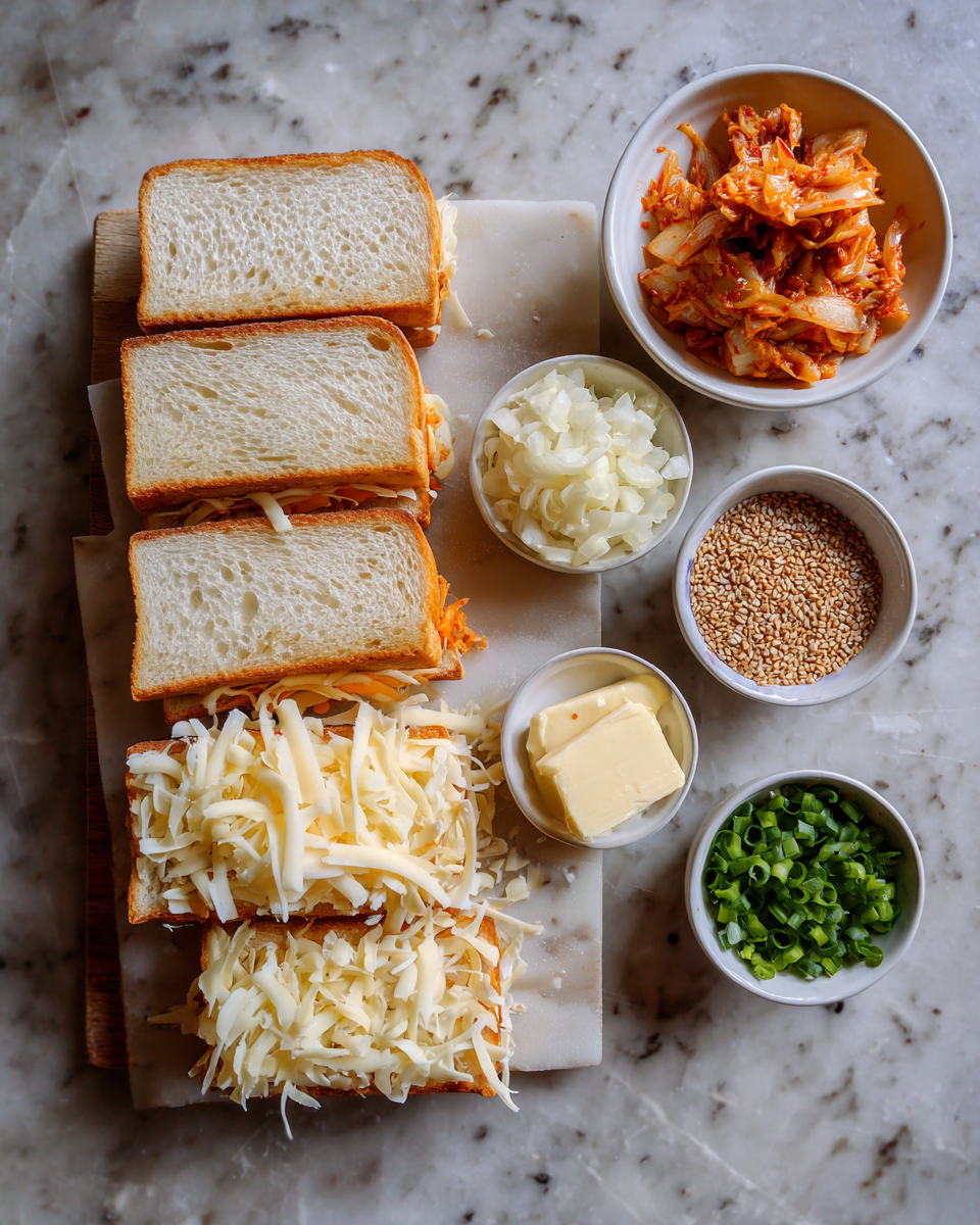 Ingredients for Kimchi Grilled Cheese Squares That Will Transform Your Snack Game
