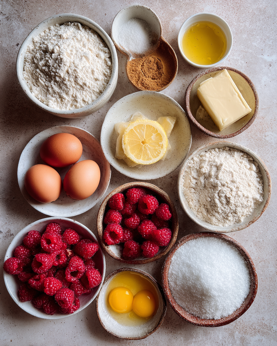 Ingredients for Zesty Lemon Raspberry Crumble Muffins That Brighten Your Morning
