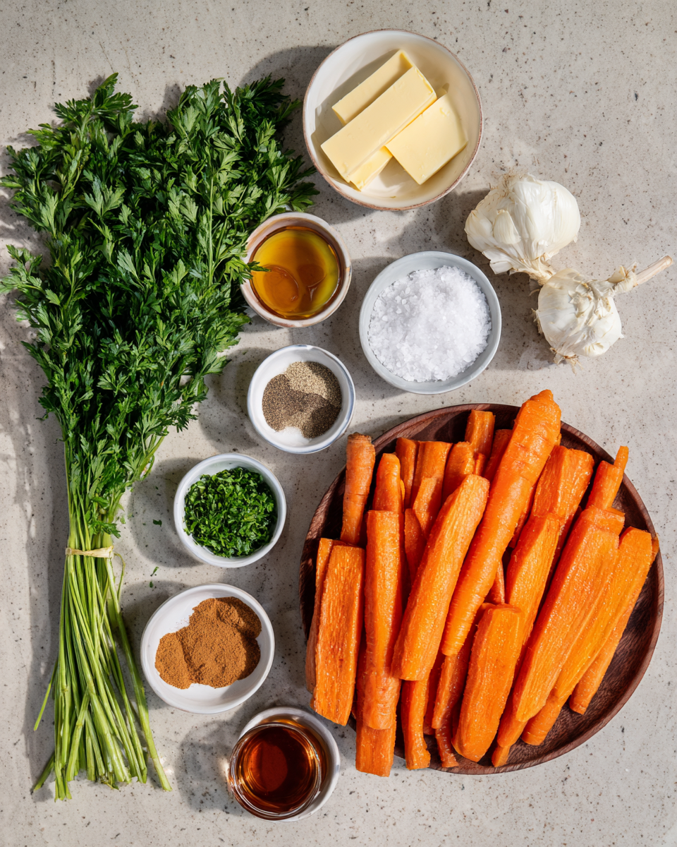 Ingredients for Sweet and Savory Delight Maple Bourbon Glazed Carrots Recipe