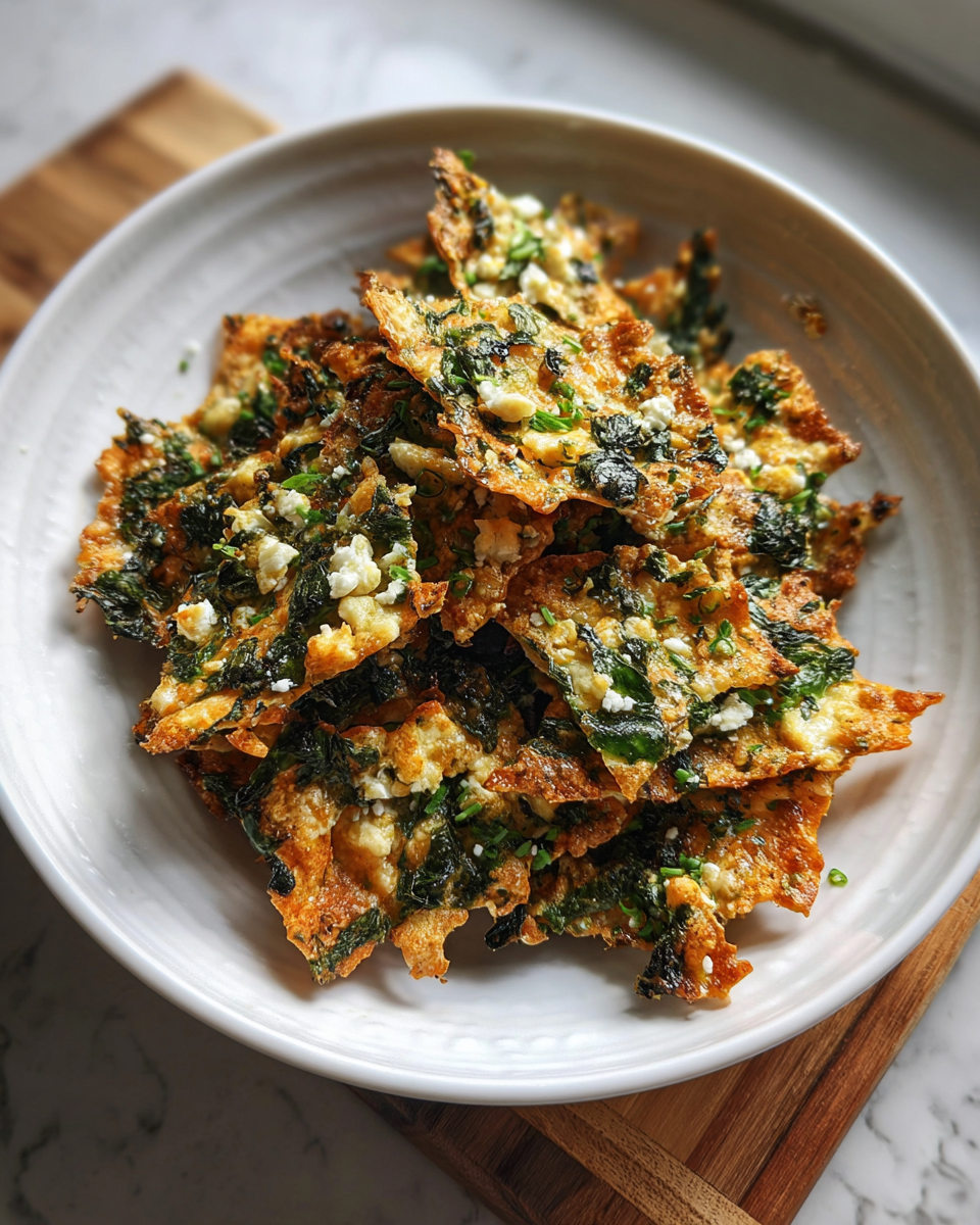 Final dish - Crunch into Mediterranean Spinach and Feta Crisps for the Perfect Snack