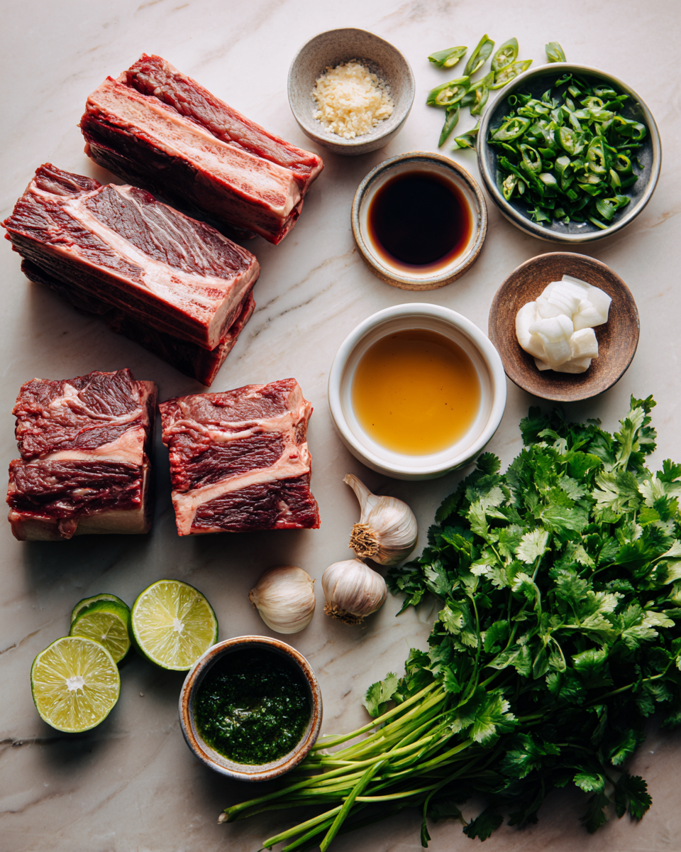 Ingredients for Miso Short Ribs with Cilantro Sauce A Flavorful Twist on a Classic Favorite