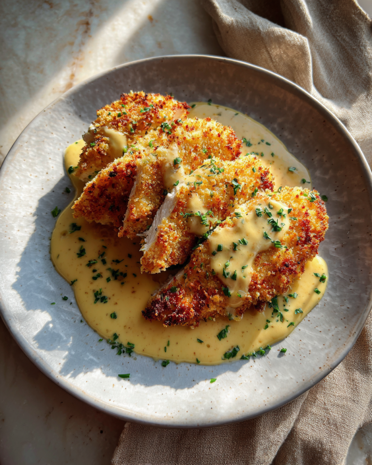 Irresistible Parmesan Crusted Chicken With Creamy Garlic Sauce Recipe - Featured Image