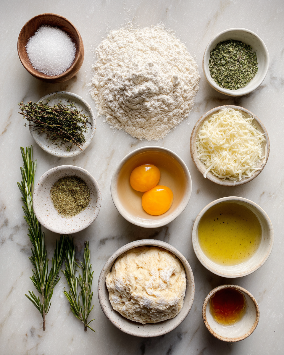 Ingredients for Rustic Rosemary Parmesan Bread Muffins That Melt in Your Mouth