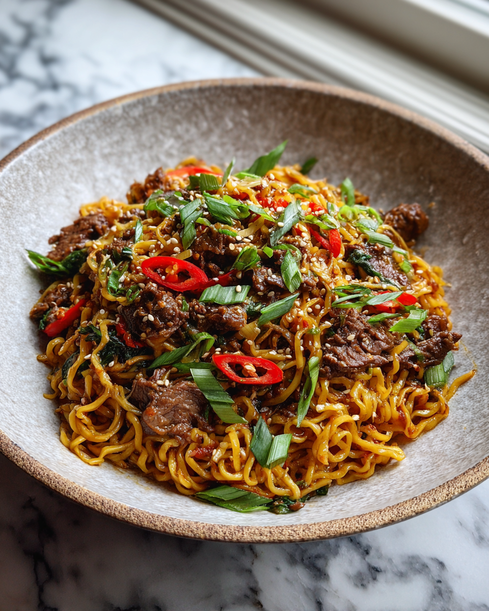 Final dish - Sweet and Spicy Asian Beef Noodle Bowls That Will Ignite Your Taste Buds