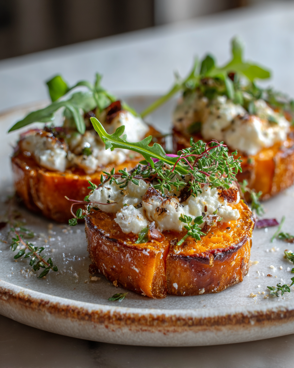 Final dish - Irresistible Sweet Potato Goat Cheese Rounds That Will Delight Your Taste Buds