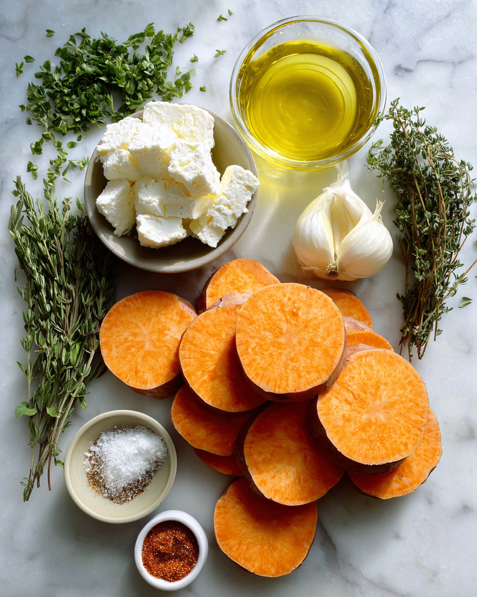 Ingredients for Irresistible Sweet Potato Goat Cheese Rounds That Will Delight Your Taste Buds